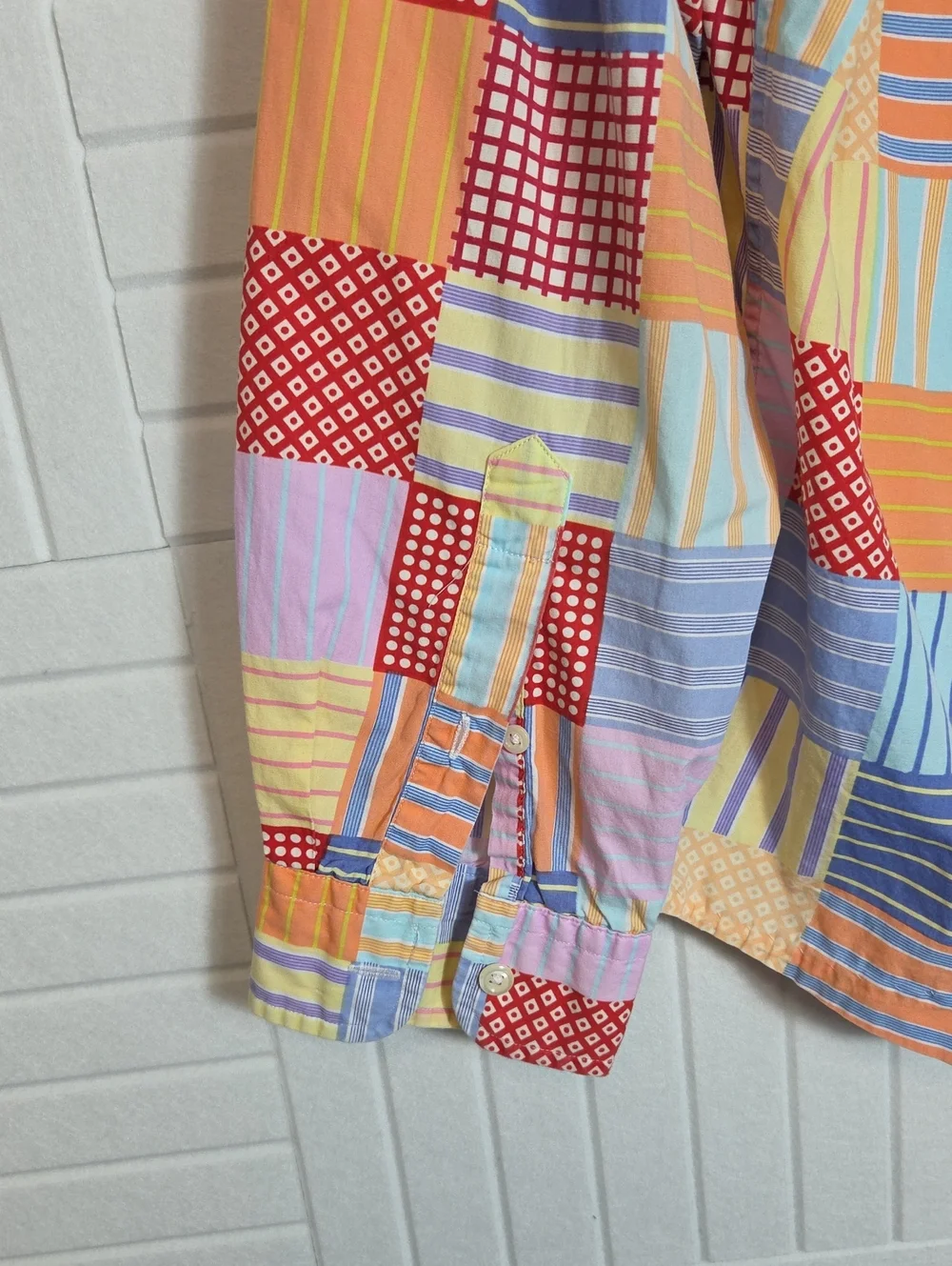 J. Crew Vintage Oarsman 90s Multicolor Patchwork Button Down Shirt Size L